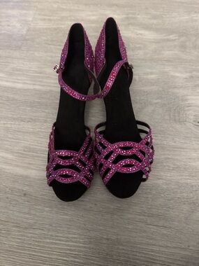 Purple/Pine Rhinestone Heels Women’s Size 11 Sparkly Ankle Strap Dress Shoes